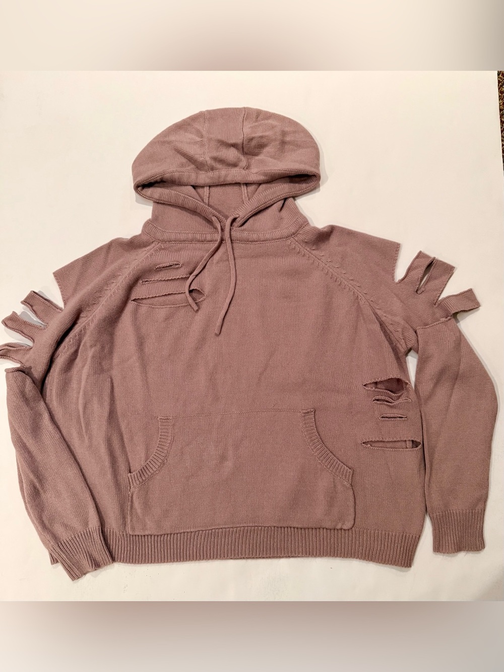 Lola x LF  Distressed Pink Hooded Women's Sweater
